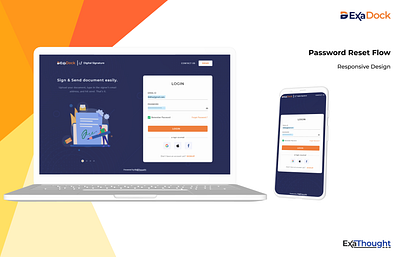 Exadock | Password Reset Flow blue branding confirm password design empty state home illustration login password reset passwordreset signin signup successful ui ux