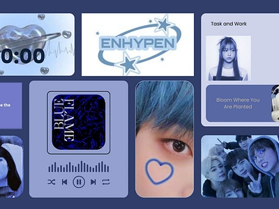 Blue kpop Moodboard. blue aesthetic branding design graphic design illustration kpop moodboard wallpaper