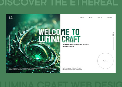 Lumina Craft Web Design branding design diamond gemstone graphic design green landing page ui web design website