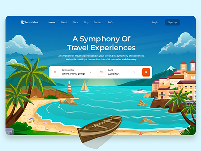 Terratides: Outdoors and Travel Landing Page 🌠 branding design illustration logo ui ux