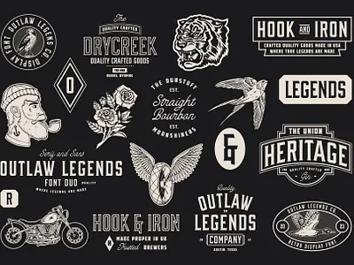 Logos & Illustrations font family old school retro serif font tattoo style