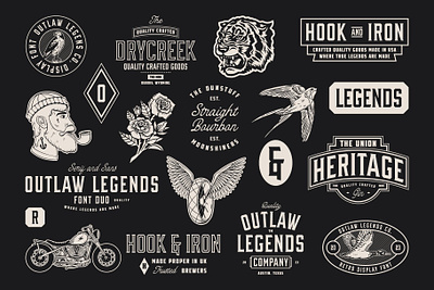 Logos & Illustrations font family old school retro serif font tattoo style
