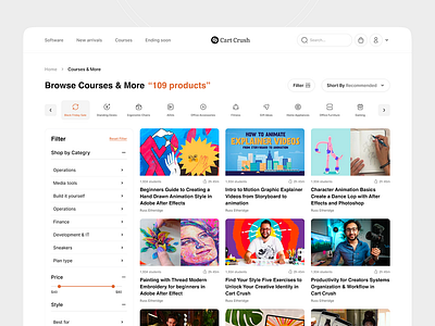 Cart Crush - E-Learning Website UI/UX Design e commerce e commerce website e learning website education website elearning marketing online education ui ux web design website design website uiux