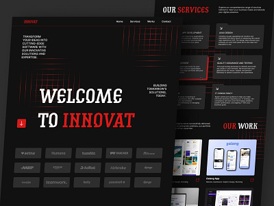 INNOVAT - Software Agency Website agency black clean dark design design studio landing page minimalist night red service software typography ui ui design ux web design web page website works