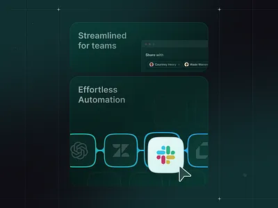 Visuals for Leap.ai bento blocks cards chain cursor icons slack teams tools ui