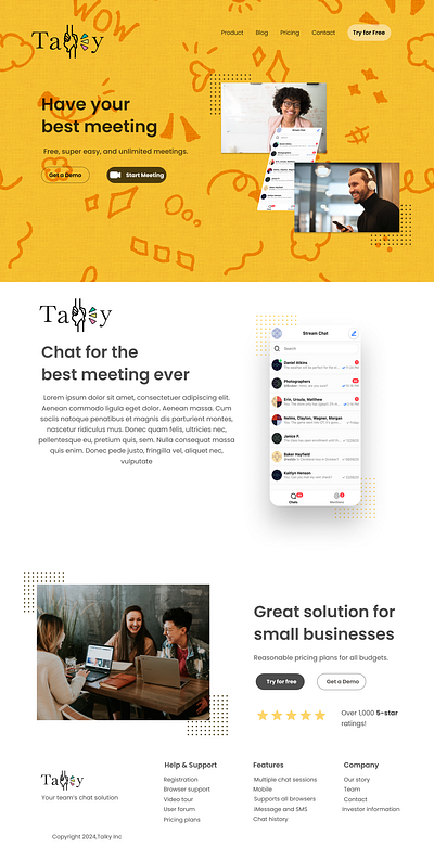 Talky - An Interesting alteration to MS Teams for small business chat communication figma meeting talky ui ux