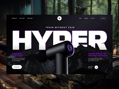 Hyper- eCommerce website design 3d animation body massage branding dark mode design ecommerce website facial gun graphic design inspiration modern website motion graphics trendy website ui ui aniamtion ui design uidesign uiux website