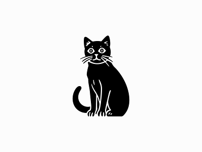 Black Cat Logo animal black branding cat curves cute design emblem icon identity illustration kitty lines logo mark organic pet symbol vector vet