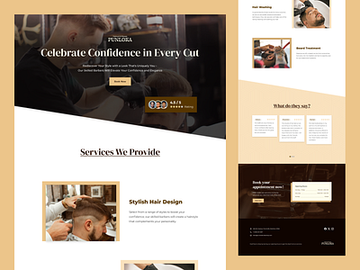 Punloka Barbershop - Landing Page barber barbershop clean cream haircut landing page masculine men minimal responsive schedules services shaves ui ui design web web design