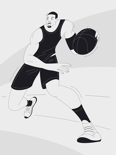 Inktober 22' Day 13 2d basketball character design flat illustration inktober line illustration monochrome sport vector