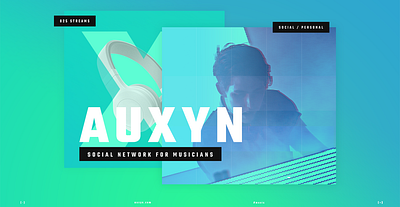 Auxyn - Social Network and Marketplace for Musicians branding graphic design logo ui