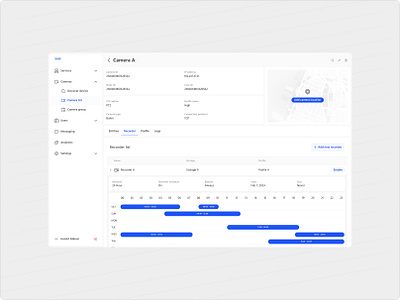 Camera data page camera product design schedule ui