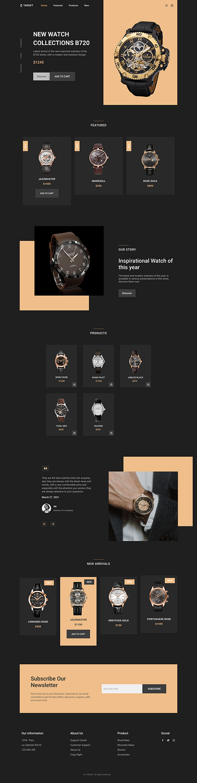 TARGET - A Premium Watch Brand Website. brand branding fashion graphic design luxury luxury style style target timepiece ui watch