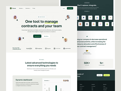 Clause - Contract Management Landing Page ai animation clean contract dipa inhouse employee framer hr human resources landing page modern saas section simple design ui ux web web design webflow website