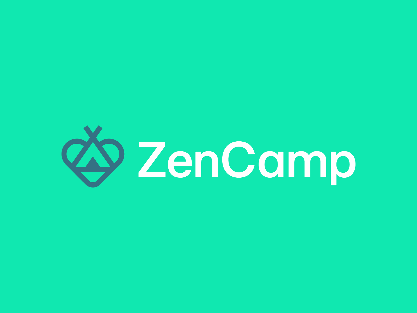 Zen Camp - outdoor / heart / camping / nature logo design branding camp logo camping logo heart heart logo hiking logo line logo logo logo design modern modern logo nature nature logo outdoor logo planning logo symbol tent logo zen