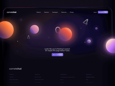 CometChat's 404 galaxy. 404 page clean design desktop illustration significa space ui ux web web design website