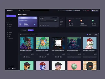 web design NFT Wallet Dashboard UI chart dashboard design nft ui ux web web design