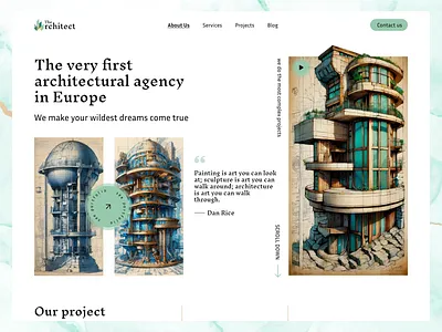 Hero screen for architectural agency design hero screen landing page main page site ui uiux web design website