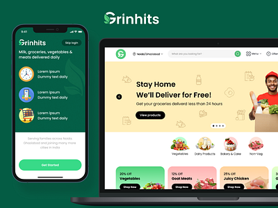 Grinhits daily use delivery app design ecomm fast delivery grocery ondemand product design uiux design ux