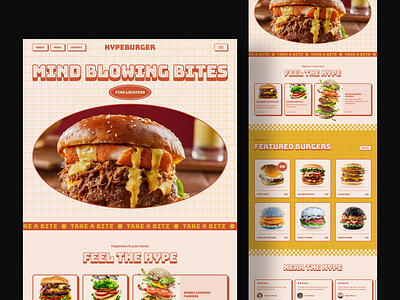 MY VERSION OF LANDING PAGE FOR HYPEBURGER - RDL 1 Match 2 landing page landing page design rdl relume design league restaurant web design restaurant website retro retro web design retro website ui web design