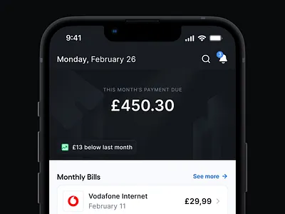 Bill Payment Summary app bill bills dark design hero light mobile monthly payment product product design summary ui