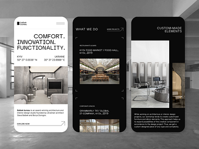 Balbek Bureau main page redesign / mobile screens