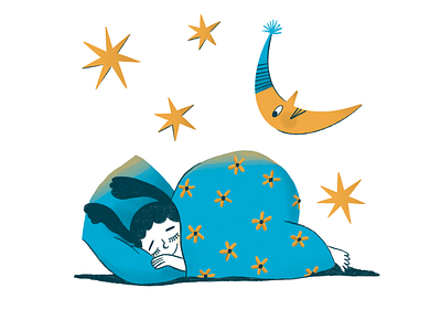 Sleep well character characterdesign cozy cute illustration illustrator moon pillow sleep sleeping stars