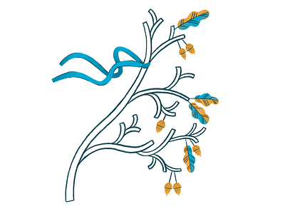 The branch autumn branch decor detail illustration illustrator leaves oak website