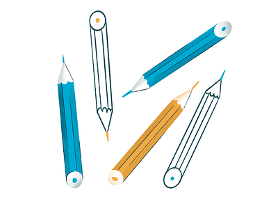 Pencils blue detail draw drawing illustration illustrator pencils website yellow