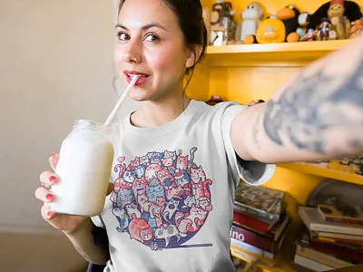 Video presentation of T-shirts design cats character dogs doodle doodleart doodles graphic design illustrations shirts t shirts vector illustrations