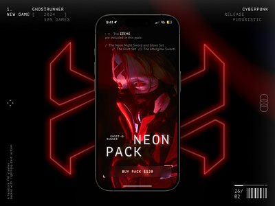 Ghostrunner. Game concept design concept cyber cyberpunk design game game design gaming landing mobile neon promo ui ui design webdesign