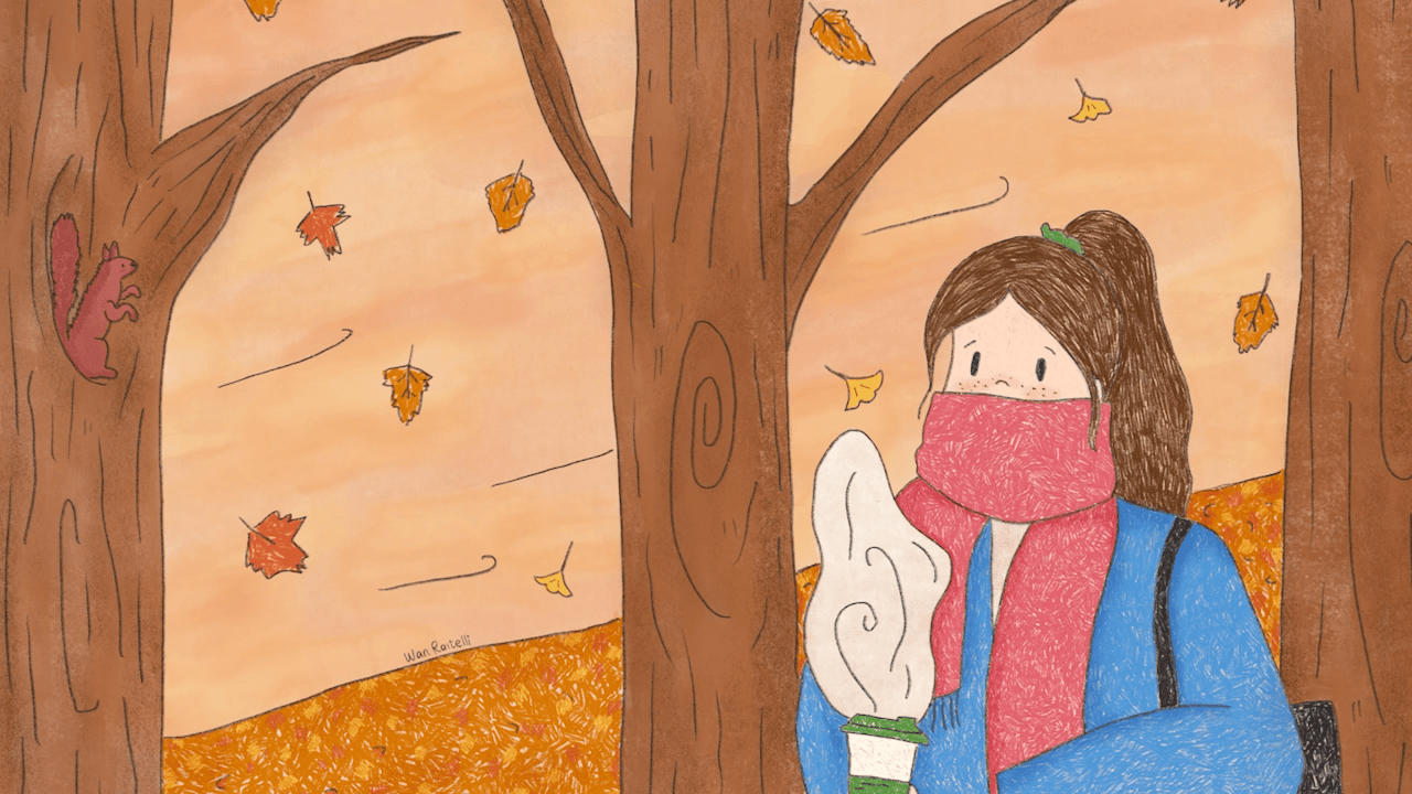 a walk at the park on an autumnal afternoon 2d animation animation digital art femenine graphic design ill illustration illustrator motion graphics procreate procreate animation