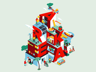 Arkea animation isometric 3d branding character design fagostudio gif illustration isometric motion graphics people texture