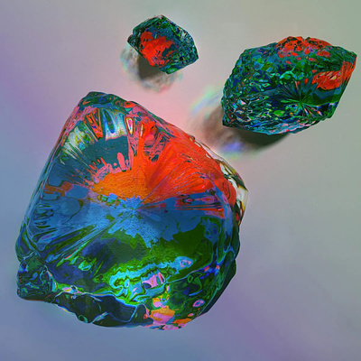 Three Crystals blender crystal gem illustration