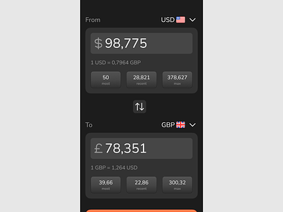 Currency Conversion UI app branding convert currency design exchange ui ux vector
