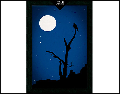 Midnight Magic Landscape Illustration drawings fantasy illustrations inspired landscape moonscape poster prints
