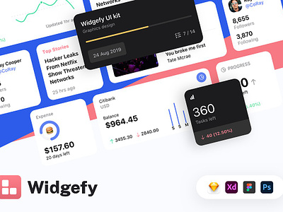 Widgefy Multipurpose iOS Widgets UI adobe xd apple entertainment finance home screen ios ios 14 ios ui kit productivity template ui kit ui template ux design widget widgets