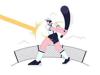 Home Run flat design girl illustration sport