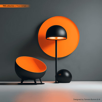 THE floor lamps 3d ai black collection design floor indoors industrial design interior interior design lamp lamps metal minimalistic orange photoshop