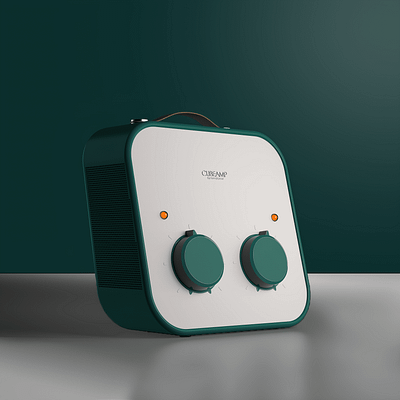CUBEAMP 3d accessories amplifier compact concept cube design green guitar industrial design keyshot model music on the way photoshop portative rendering