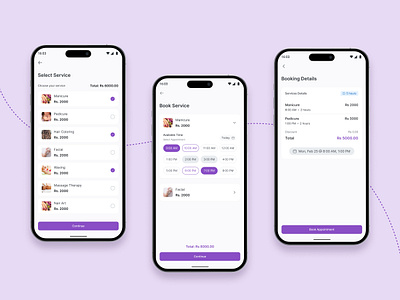 Book Appointment - Salon Service App appointment flow beauty parlor app booking flow mobile app mobile ui salon service salon service app