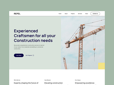 Repel - Construction Website Template design hero landing renovation ui ux webflow