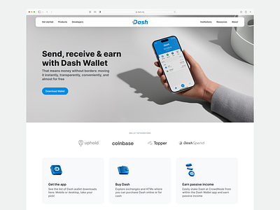 Dash crypto finance icons minimal web web design website