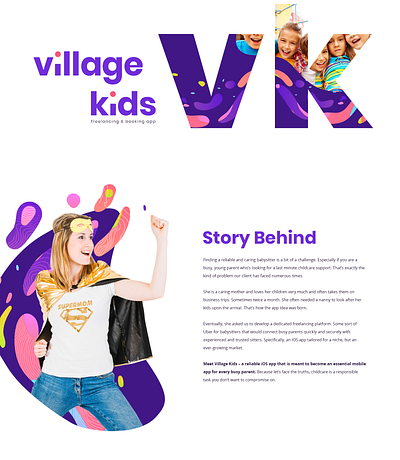 Village Kids - Freelancing & Booking App app design interaction design mobile social ui ux web design