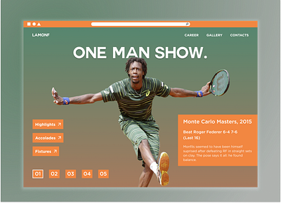 Daily UI #3 design figma green minimal monaco monfils orange sports square tennis typography ui