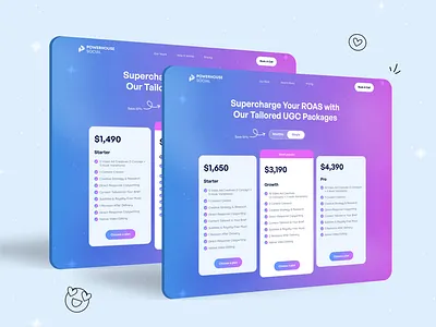 Powerhouse Social. Pricing animation brand branding business clean design ecommerce figma flat icon illustration interface landing logo minimal motion ui ux web website