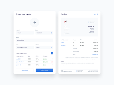 Invoice / Payment Components blue checkout clean component dashboard inspiration invoice minimal payment product design responsive uidesign uiux ux uxdesign valeria designer valeria savina designer web design webapp website
