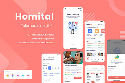 Homital - Telemedicine App Design UI health health checking healthcare ui kit medical app telemedicine app telemedicine mobile app telemidicine ui kit