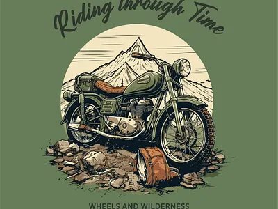 Riding Through Time - Motorcycle T-Shirt Vector Design design graphic design illustration motorcycle outdoor vector typography vector