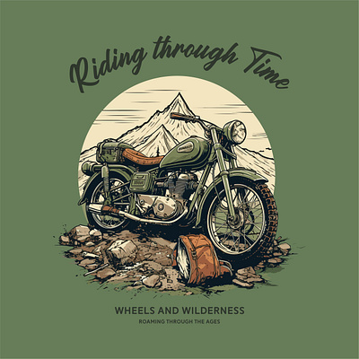 Riding Through Time - Motorcycle T-Shirt Vector Design design graphic design illustration motorcycle outdoor vector typography vector